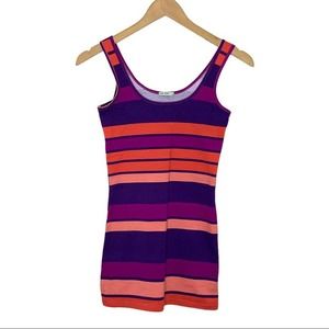 Local Green Colorful Striped Fitted Tank Top NWOT